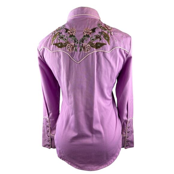 Scully Floral Embroidered Snap Front Cowgirl Shirt Western Top Women's Medium - Picture 14 of 16